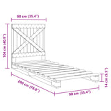 Bed Frame without Mattress  Grey 90x200 cm Solid Wood Pine