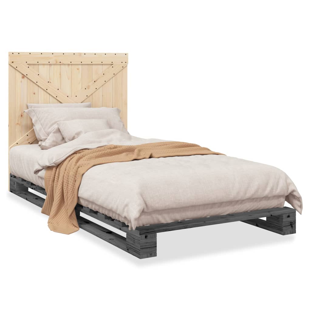 Bed Frame without Mattress  Grey 100x200 cm Solid Wood Pine