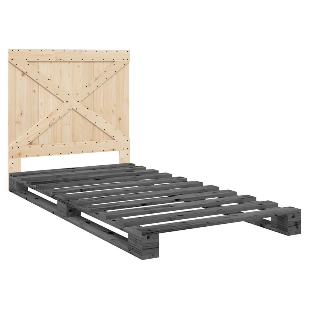 Bed Frame without Mattress  Grey 100x200 cm Solid Wood Pine