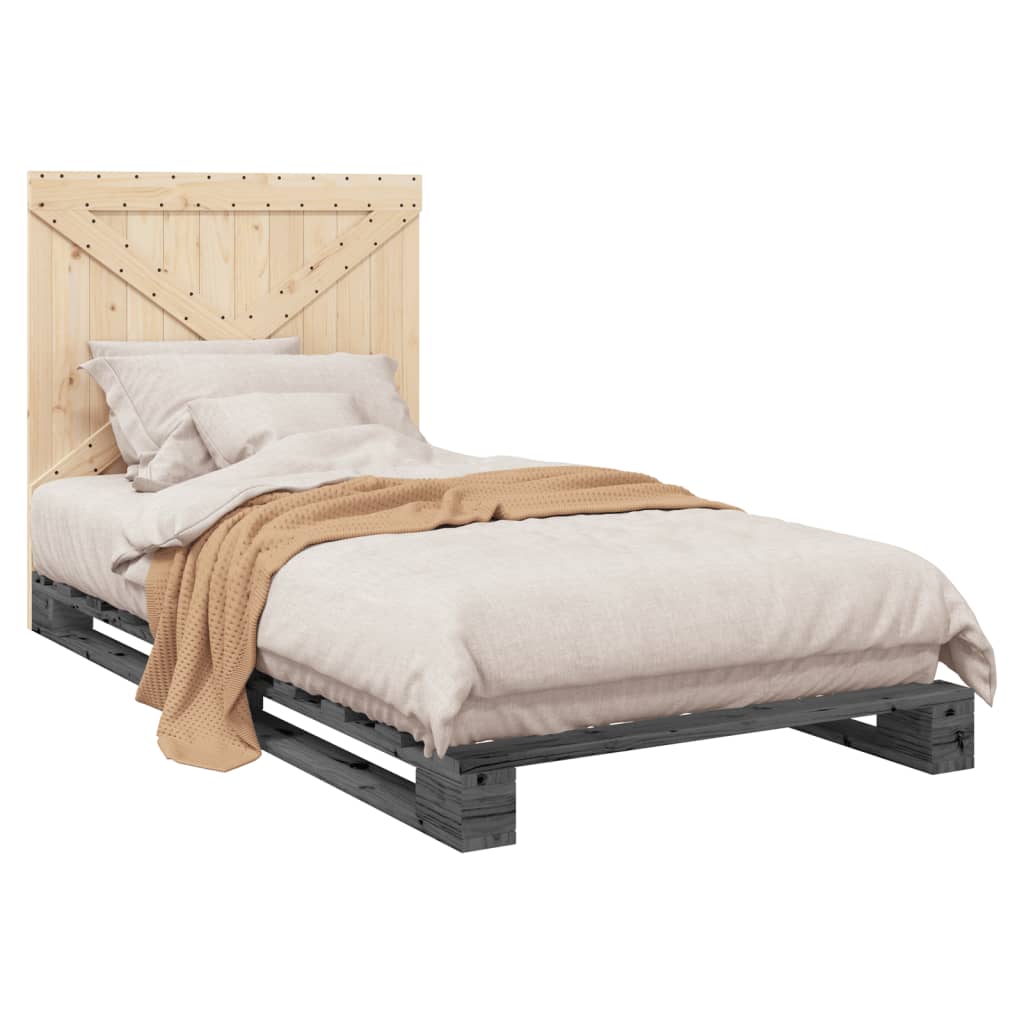 Bed Frame without Mattress  Grey 100x200 cm Solid Wood Pine