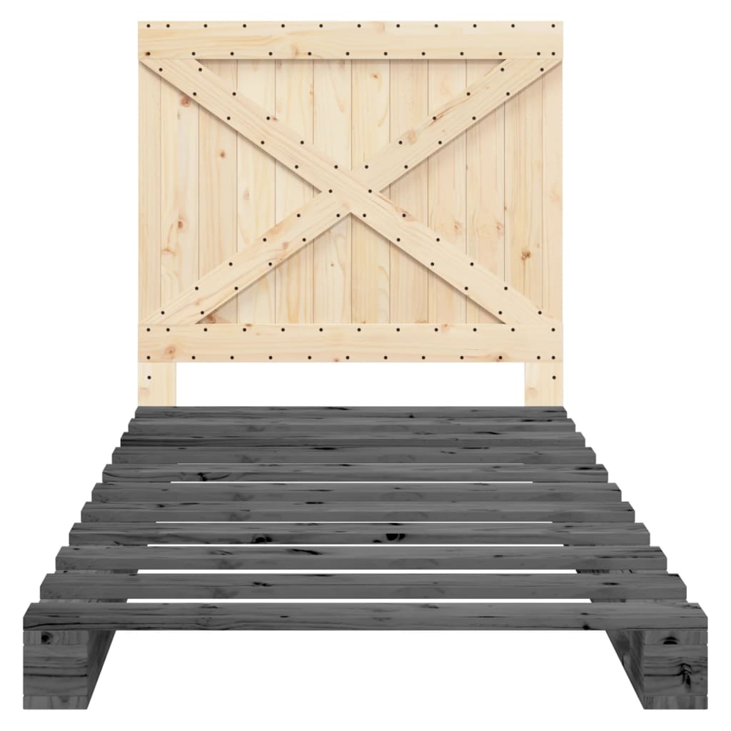 Bed Frame without Mattress  Grey 100x200 cm Solid Wood Pine
