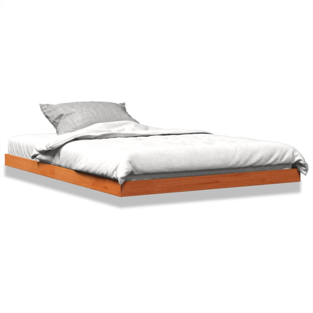 Bed Frame without Mattress Wax Brown 135x190 cm Double Solid Wood Pine
