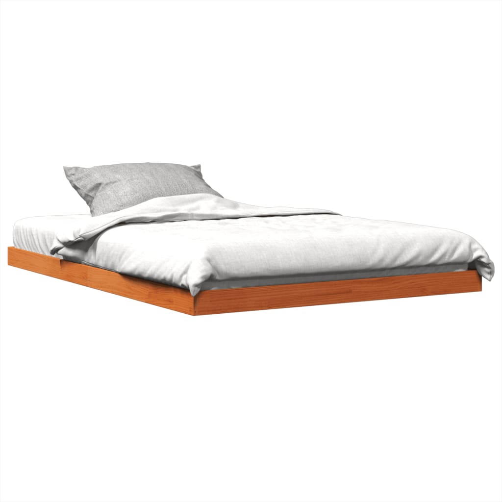 Bed Frame without Mattress Wax Brown 135x190 cm Double Solid Wood Pine