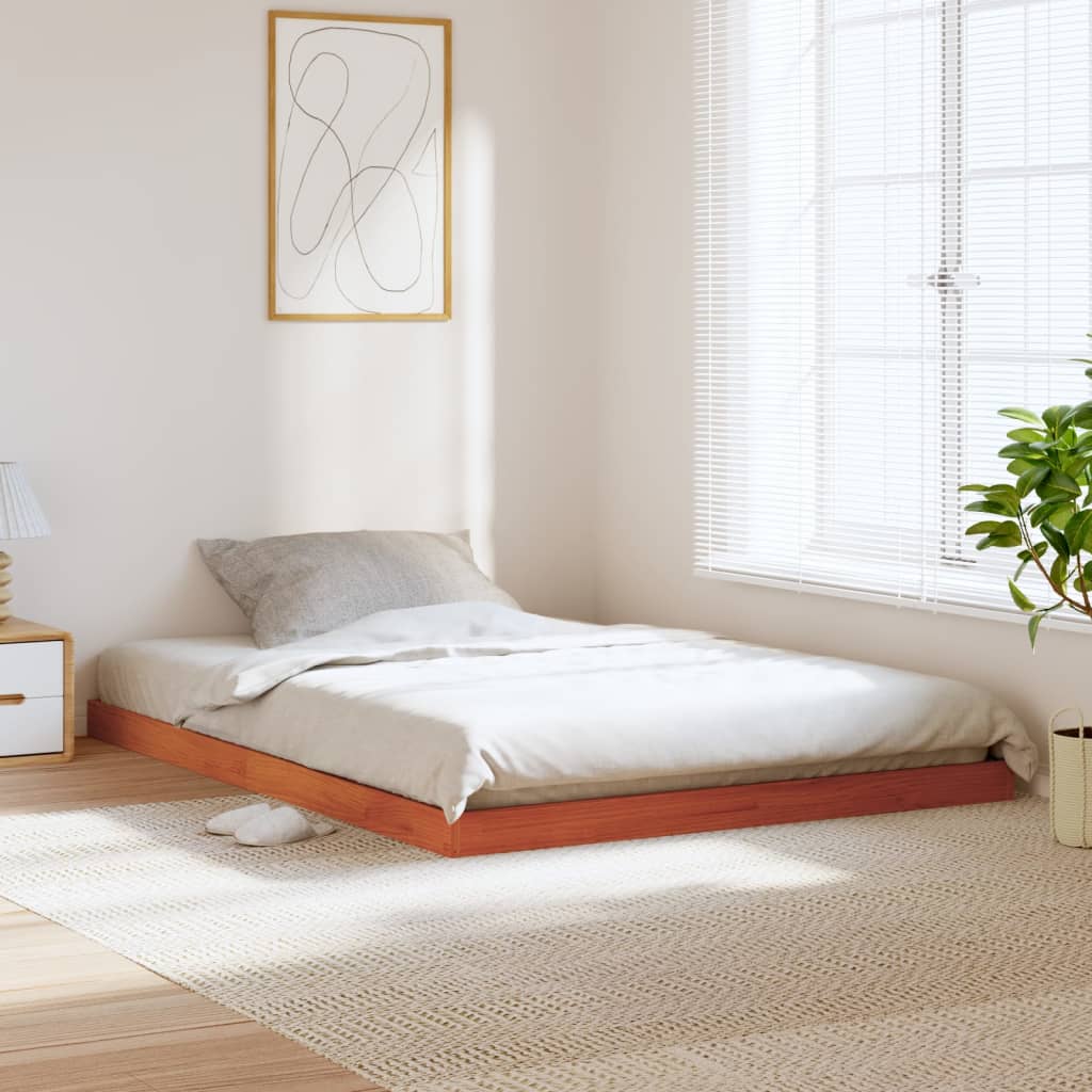 Bed Frame without Mattress Wax Brown 135x190 cm Double Solid Wood Pine