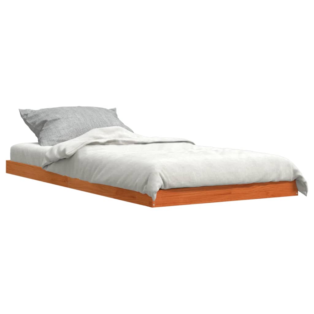 Bed Frame without Mattress Wax Brown 90x190 cm Single Solid Wood Pine
