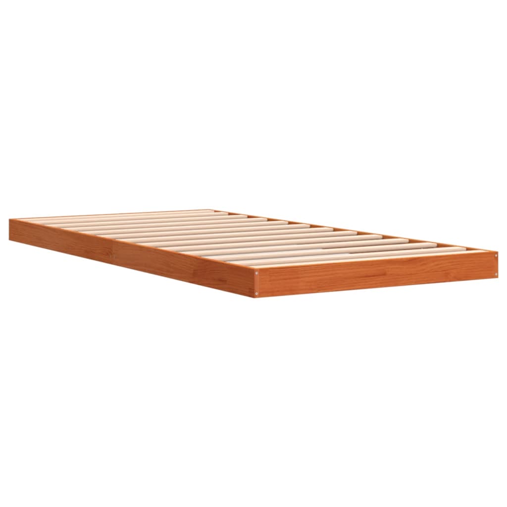 Bed Frame without Mattress Wax Brown 90x190 cm Single Solid Wood Pine
