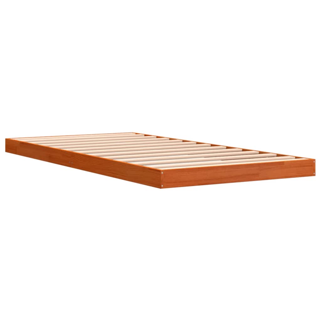 Bed Frame without Mattress Wax Brown 90x190 cm Single Solid Wood Pine