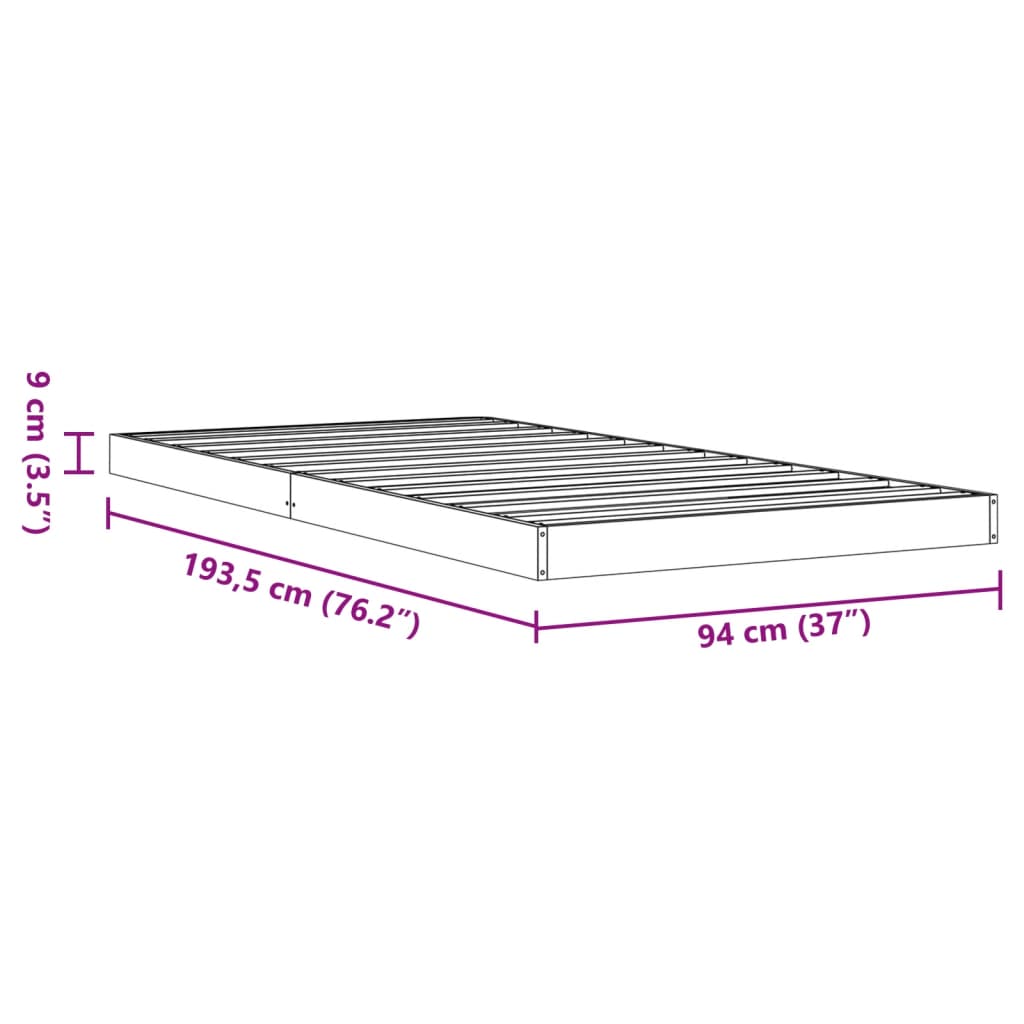 Bed Frame without Mattress Wax Brown 90x190 cm Single Solid Wood Pine