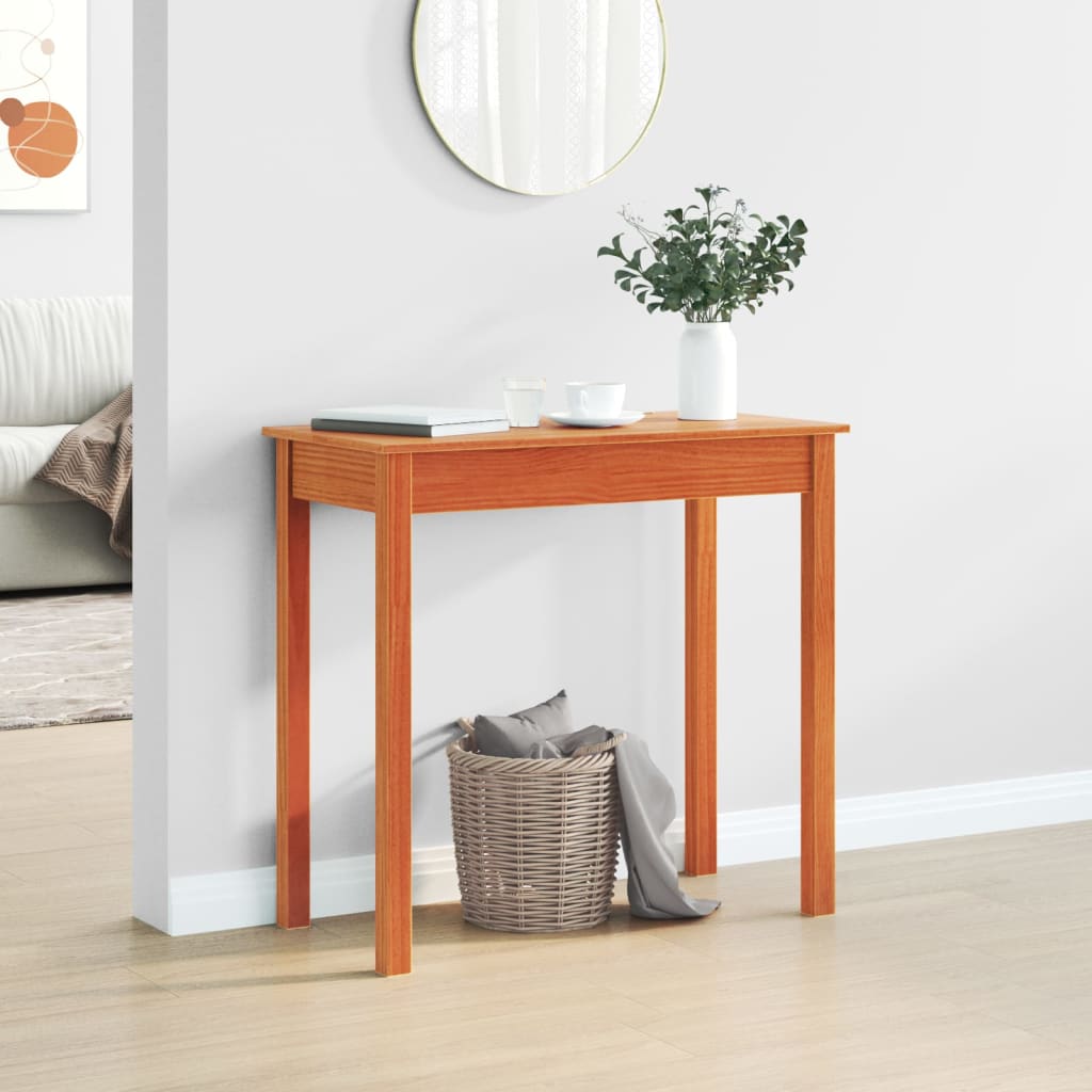 Console Table Wax Brown 80x40x75 cm Solid Wood Pine
