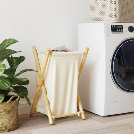 Laundry Basket Cream White Bamboo