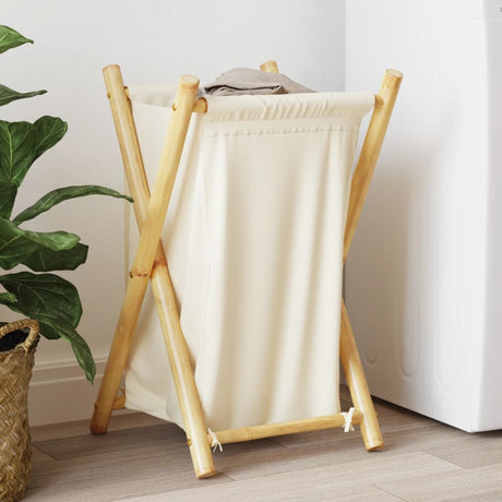 Laundry Basket Cream White Bamboo
