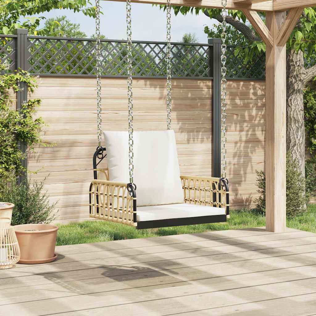 Swing Chair With Cushions Poly Rattan And Steel