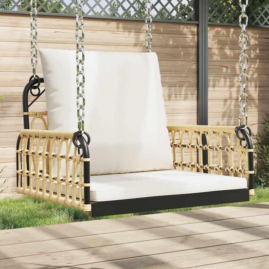 Swing Chair With Cushions Poly Rattan And Steel