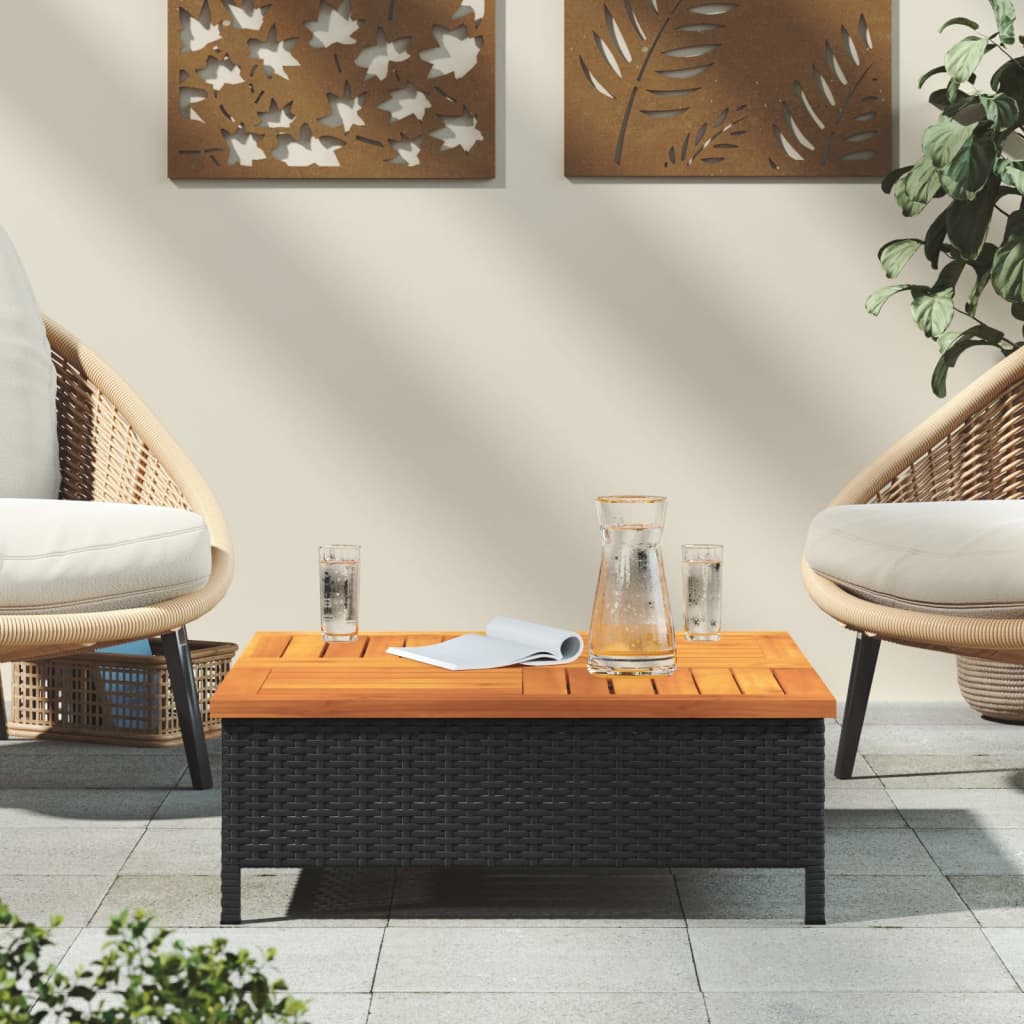 Garden Table 70X70X25 Cm Rattan And Acacia Wood