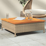 Garden Table 70X70X25 Cm Rattan And Acacia Wood