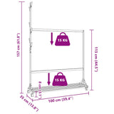 Clothes Rack With Hooks And Wheels 100X35X157 Cm Bamboo