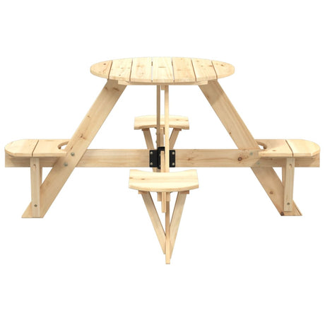 Picnic Table For 4 Kids With Umbrella Hole Round Solid Wood Fir