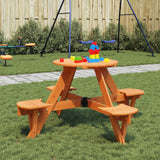 Picnic Table For 4 Kids With Umbrella Hole Round Solid Wood Fir
