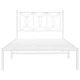 Metal Bed Frame without Mattress with Headboard White 100x200cm