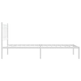 Metal Bed Frame without Mattress with Headboard White 100x200cm