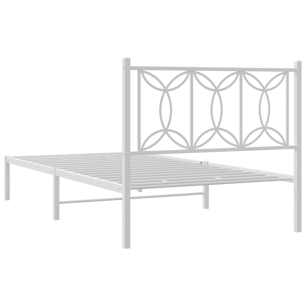 Metal Bed Frame without Mattress with Headboard White 100x200cm
