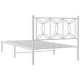Metal Bed Frame without Mattress with Headboard White 100x200cm