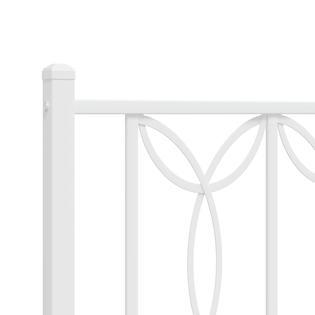 Metal Bed Frame without Mattress with Headboard White 100x200cm