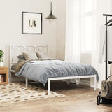 Metal Bed Frame without Mattress with Headboard White 100x200cm