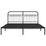 Metal Bed Frame without Mattress with Headboard Black 183x203cm