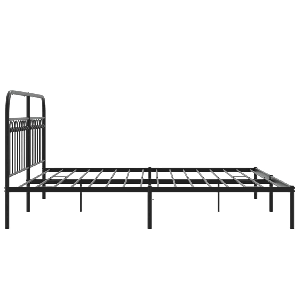Metal Bed Frame without Mattress with Headboard Black 183x203cm
