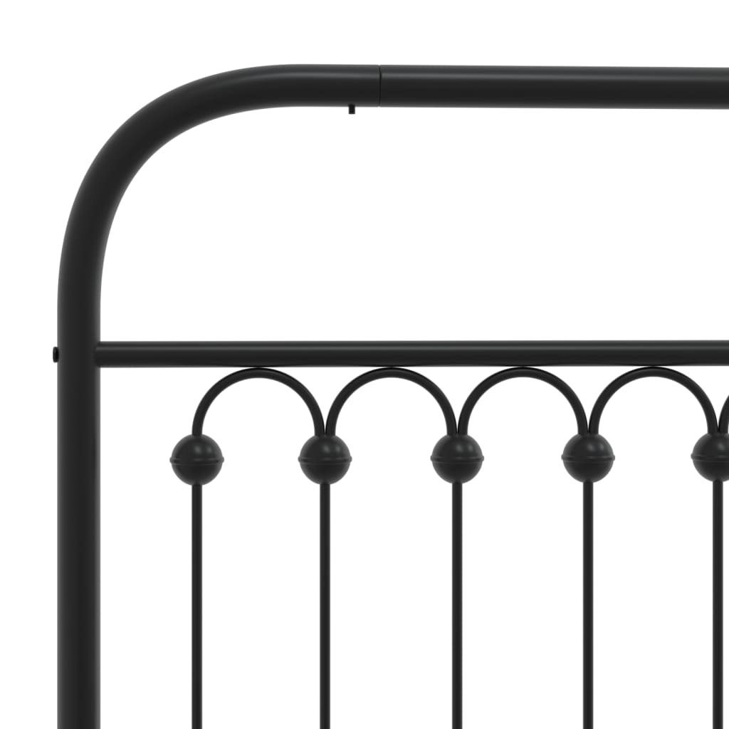 Metal Bed Frame without Mattress with Headboard Black 183x203cm