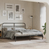 Metal Bed Frame without Mattress with Headboard Black 183x203cm