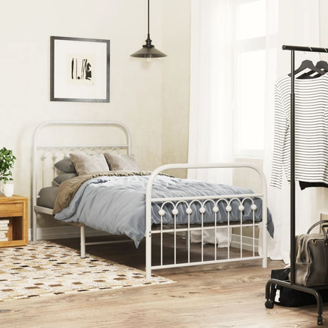 Metal Bed Frame Without Mattress With Footboard 120X190Cm