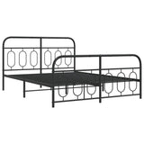 Metal Bed Frame without Mattress with Footboard Black 150x200cm
