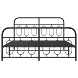Metal Bed Frame without Mattress with Footboard Black 150x200cm