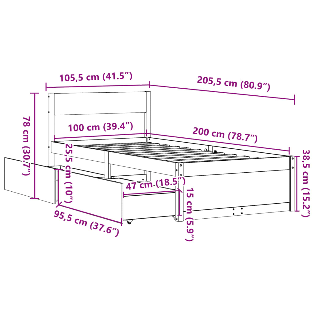 Bed Frame Without Mattress Solid Wood Pine