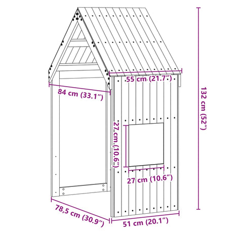 Kids' Bed Roof Solid Wood Pine