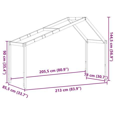 Kids' Bed Roof Solid Wood Pine