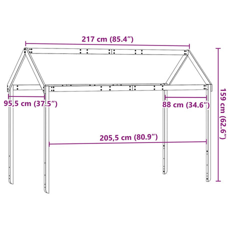 Kids' Bed Roof Solid Wood Pine