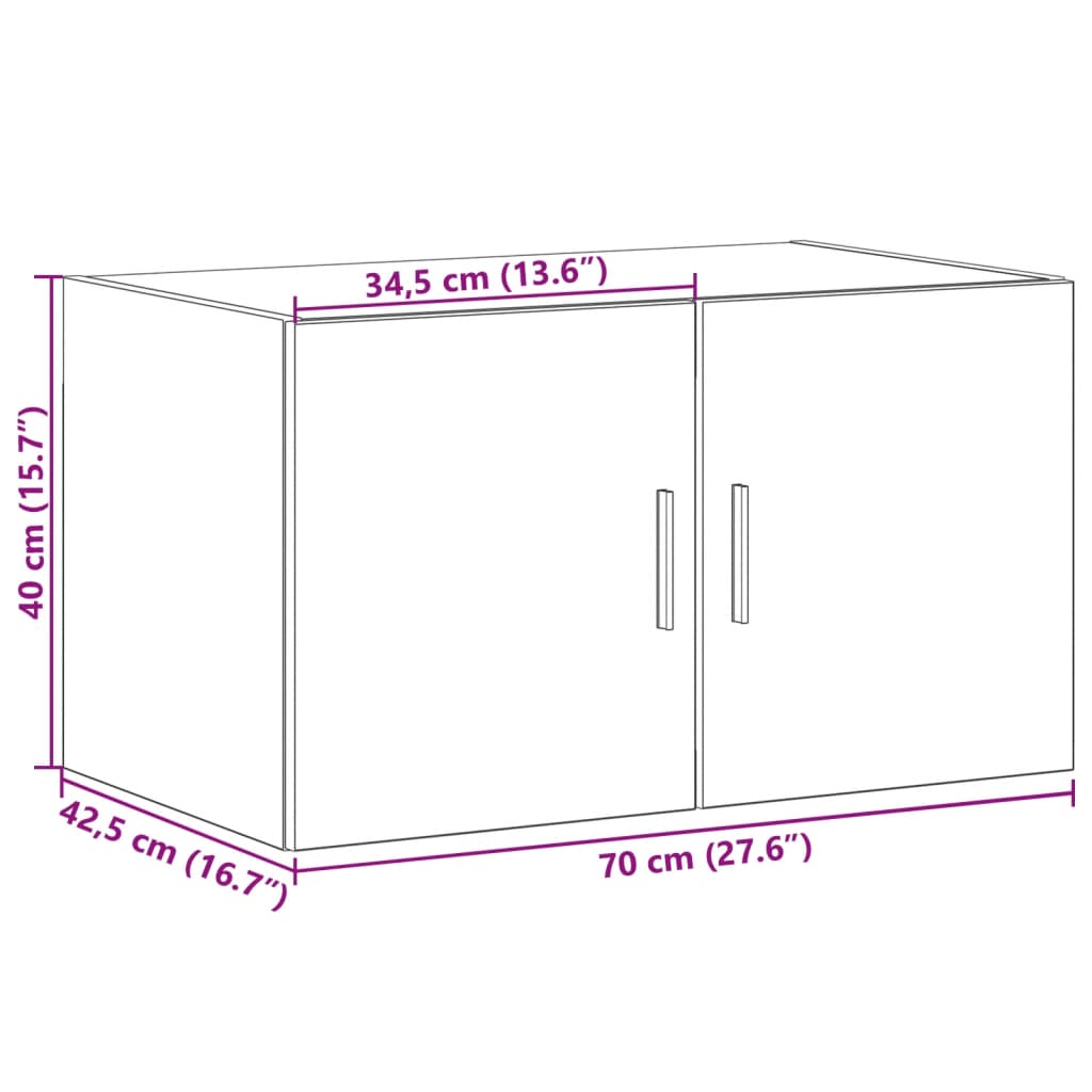 Wall Cabinet 70X42.5X40 Cm Engineered Wood
