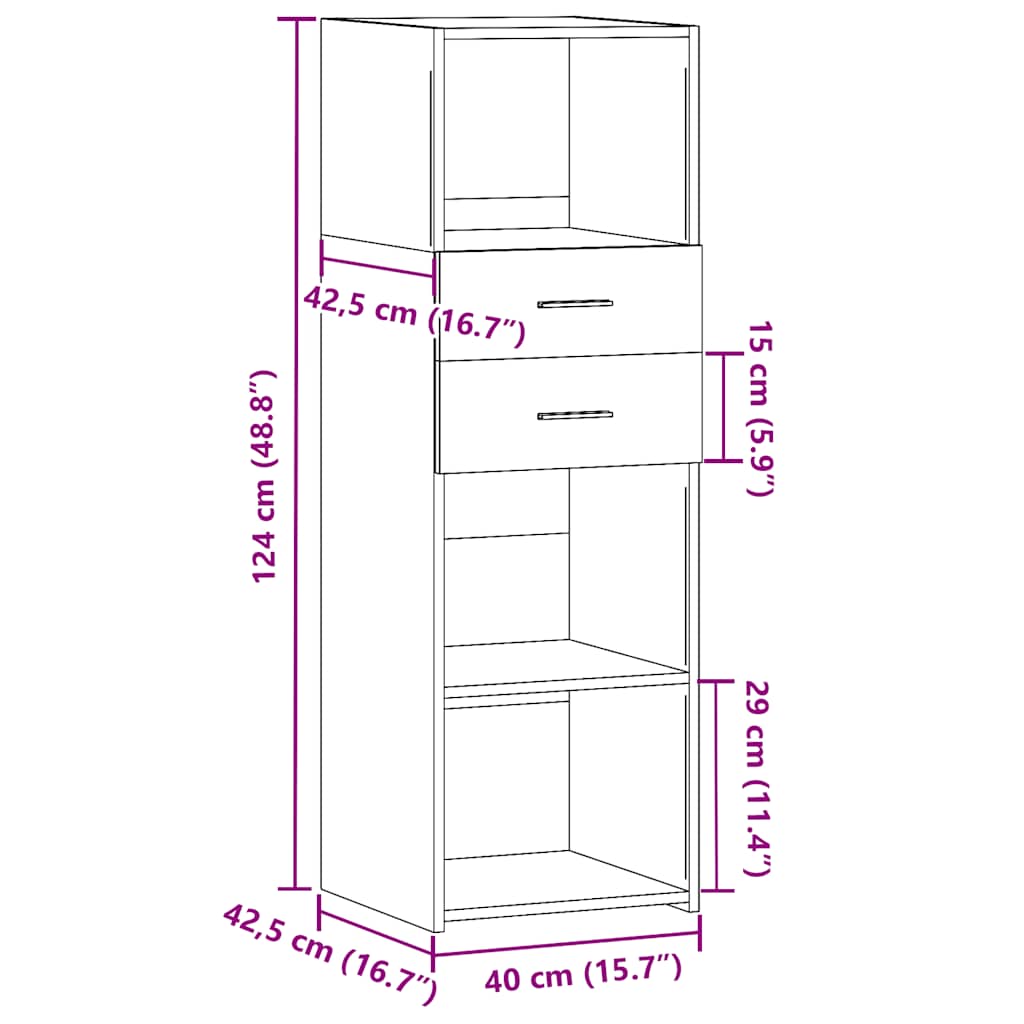 Highboard 40X42.5X124 Cm Engineered Wood