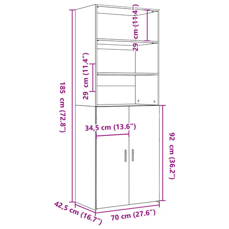 Highboard 70X42.5X185 Cm Engineered Wood