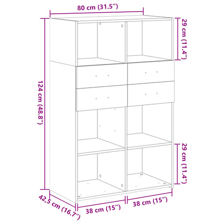 Highboard 80X42.5X124 Cm Engineered Wood