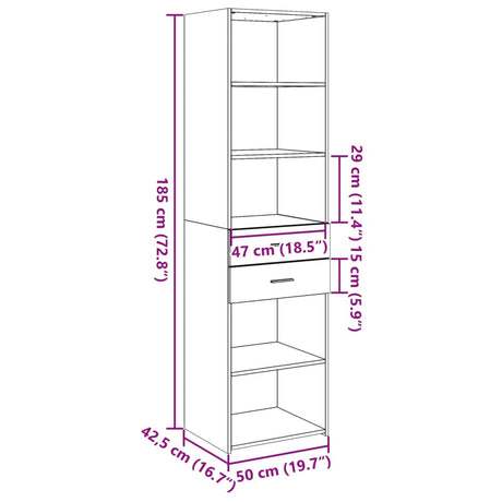 Highboard 50X42.5X185 Cm Engineered Wood