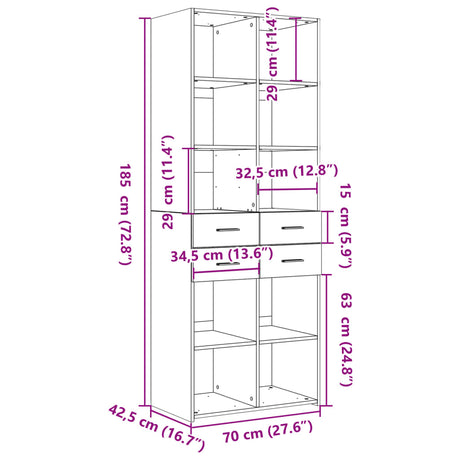 Highboard 70X42.5X185 Cm Engineered Wood