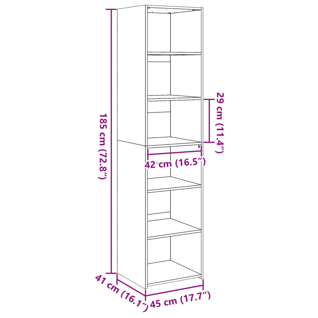 Highboard 45X41X185 Cm Engineered Wood