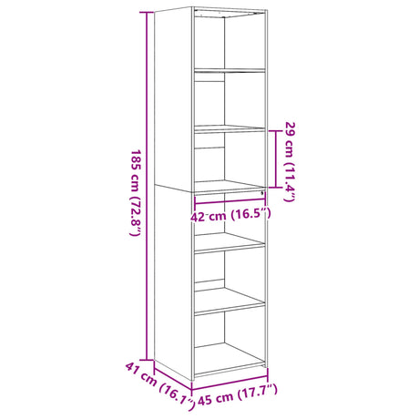 Highboard 45X41X185 Cm Engineered Wood