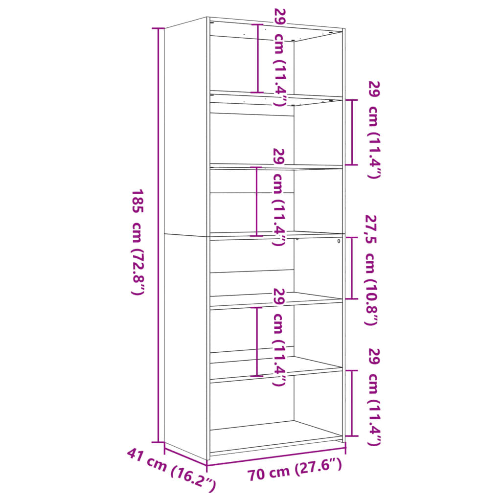 Highboard 70X41X185 Cm Engineered Wood