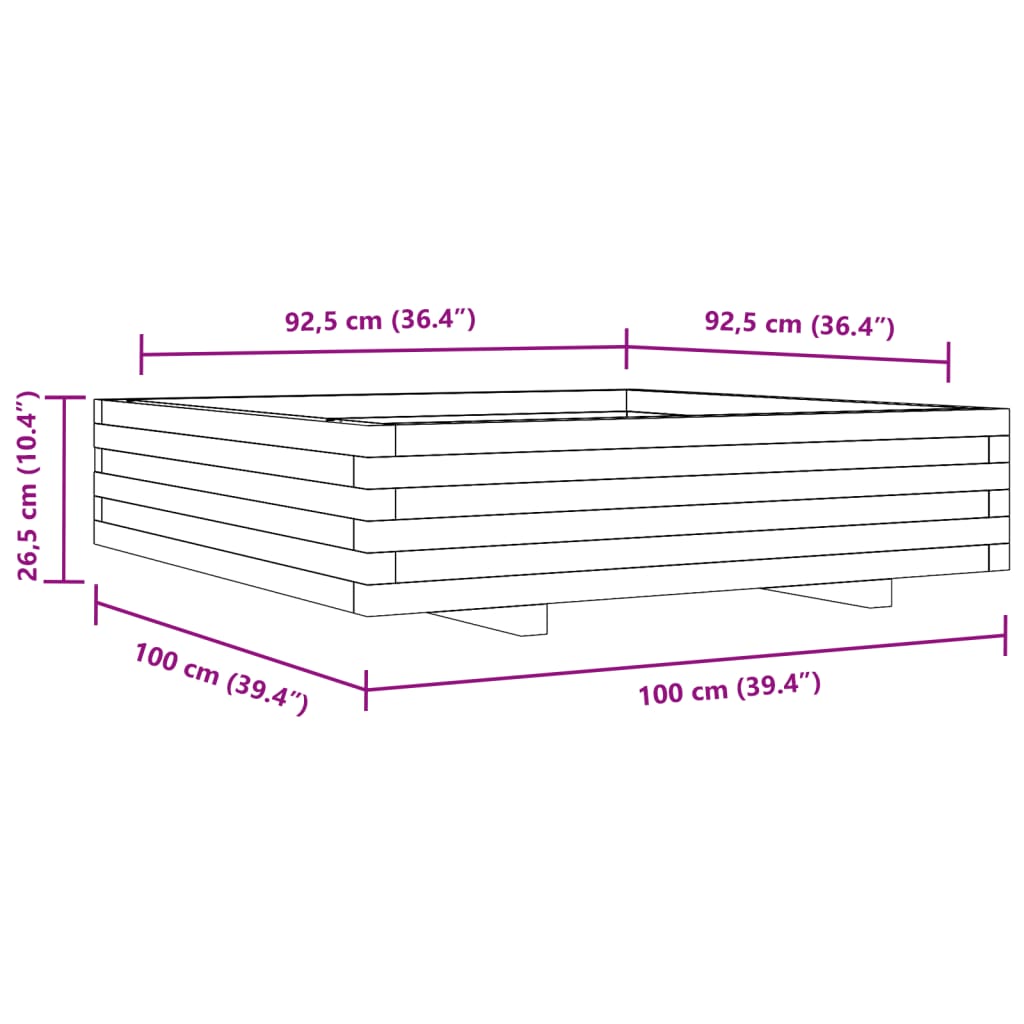 Garden Planter 100X100X26.5 Cm Impregnated Wood Pine