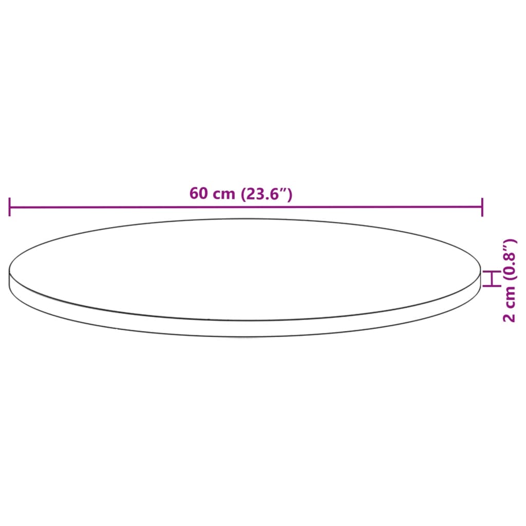 Table Top Round Ø60X2 Cm Solid Wood Acacia